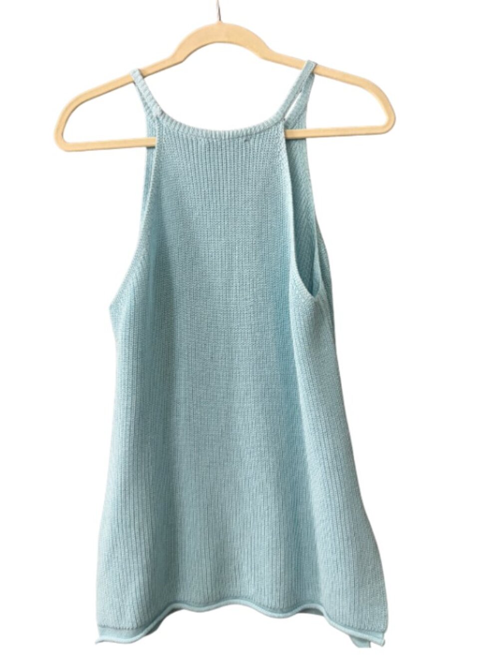 Turquoise Knit High-Neck Tank Top